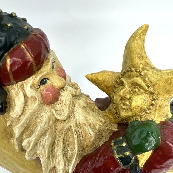 Vintage 1994 Ila Lefever Enesco Santa Resting on the Moon Holding Star Folk Art - Picture 2 of 15